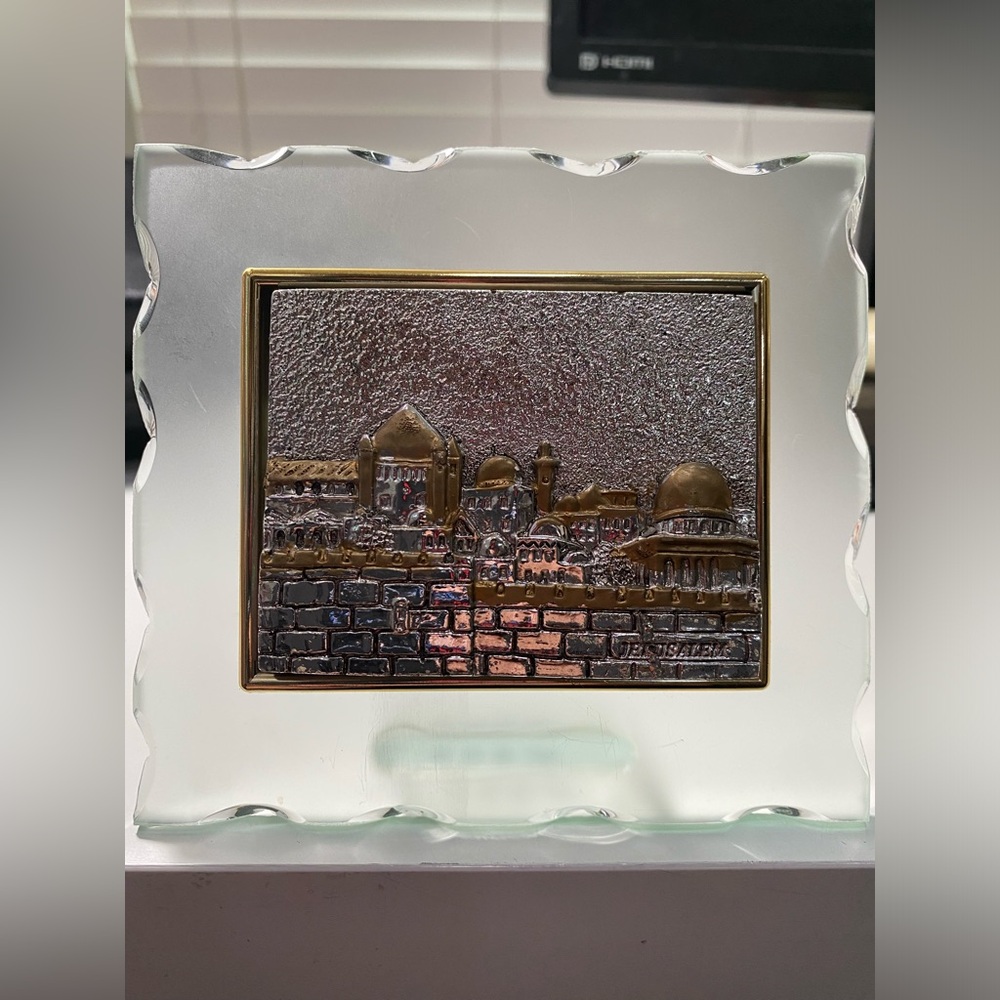 ❗️SOLD❗️Silver Art Glass Murano Made in Italy Frame Jerusalem Western Wall